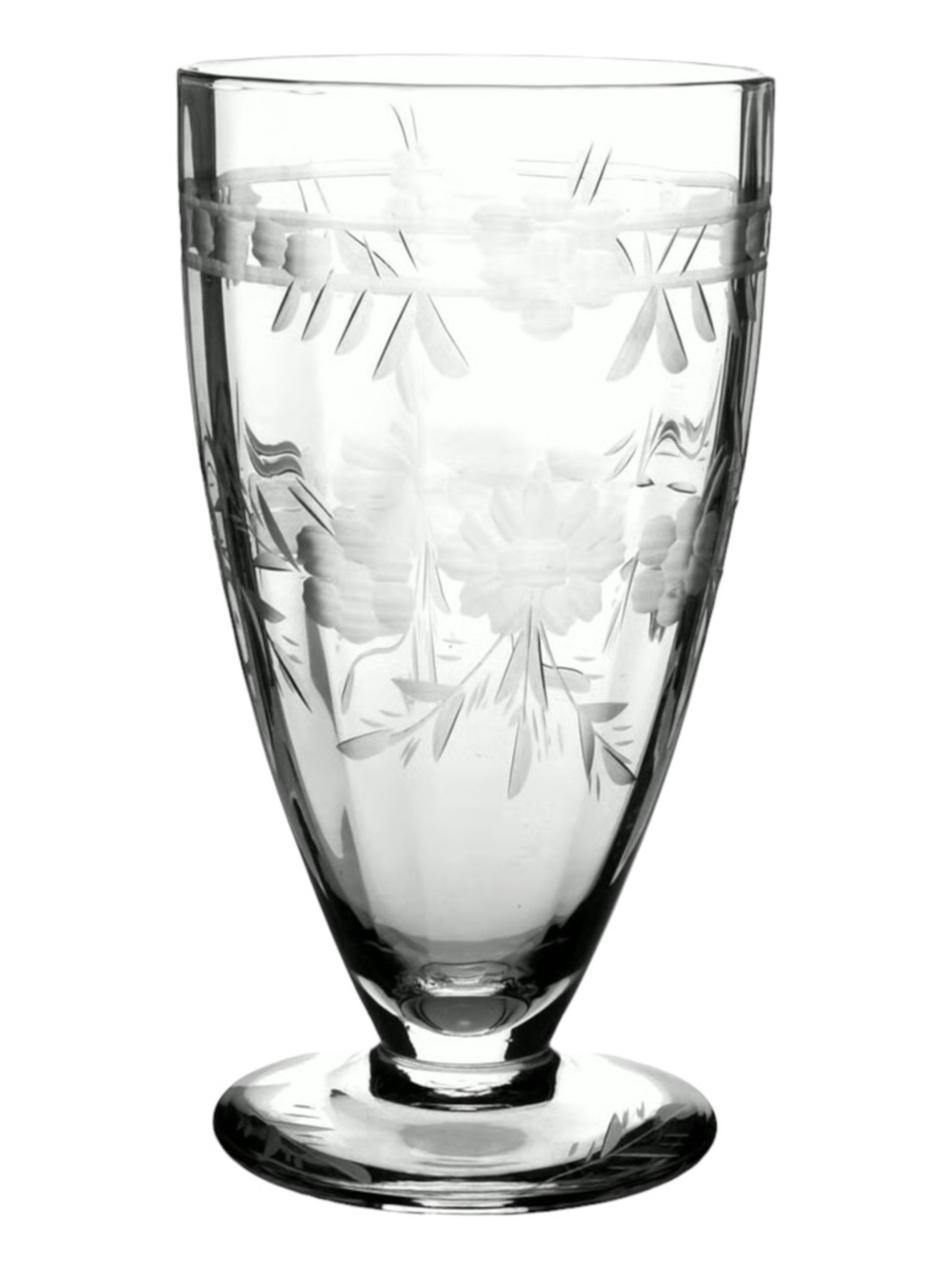 4 Rock Sharpe 2011-27 Cut Crystal Iced Tea Glasses Floral Vintage‎ Tall Tumblers
